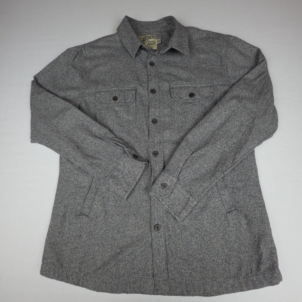 Grayers Cold Weather Rated Shirt Jacket Mens L Gray Flannel Cotton Workwear
